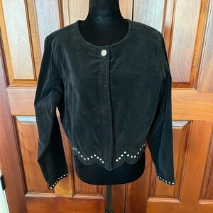 Vintage Adobe Rose Women 90s Cropped Western Velvet Studded Jacket Size Large